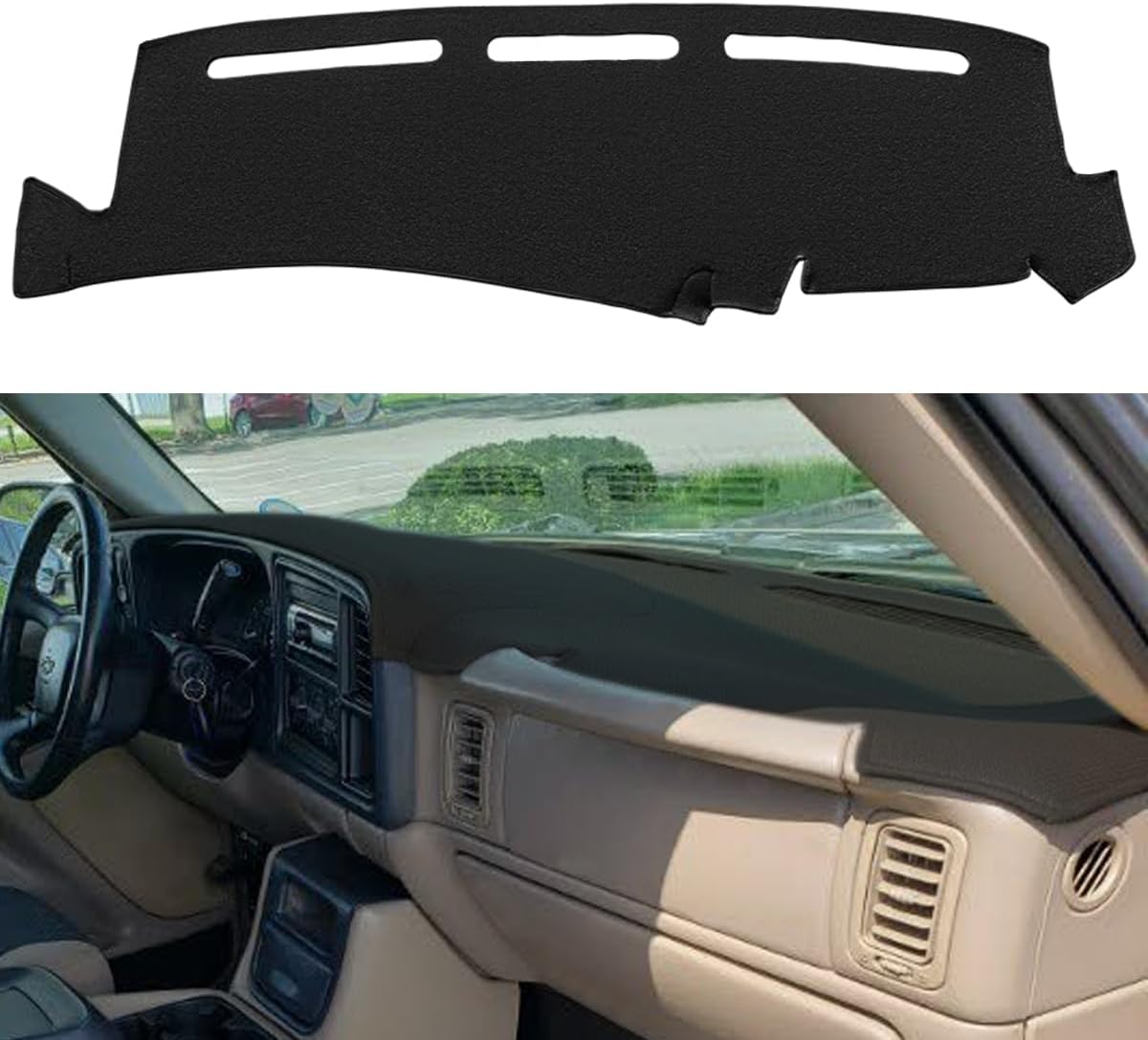 Dash Cover Mat Fit for 1999-2006 GMC Sierra/Chevy Chevrolet Silverado 1500 2500 3500 HD,2000-2006 GMC Yukon/Yukon XL/Chevy Suburban Tahoe Avalanche,Dashboard Pad Carpet (99-06 Black) Y44