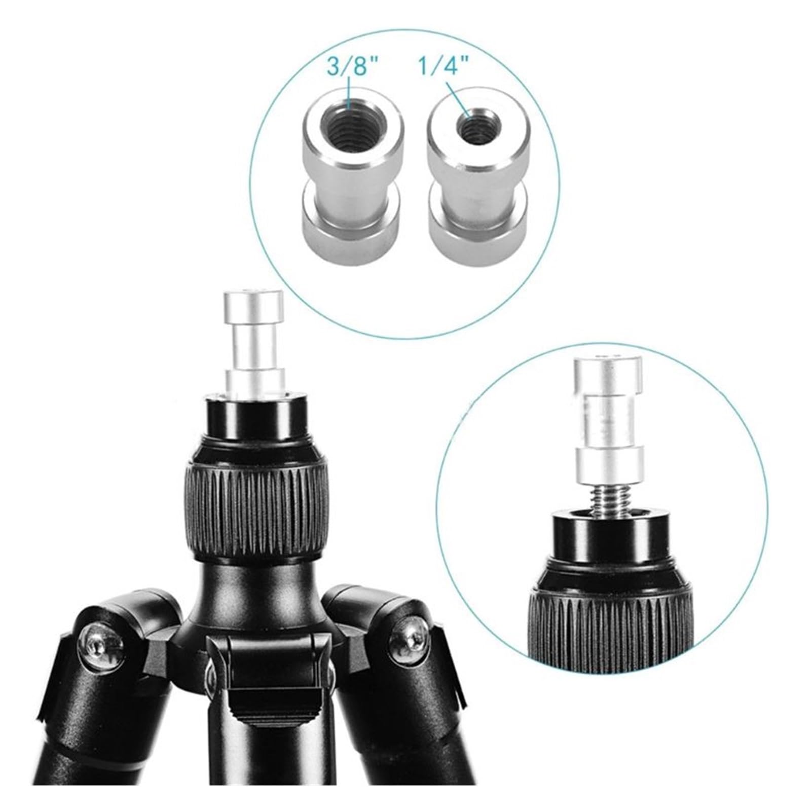 adaptador roscado, Adaptador de conversión rosca macho 1/4" metal doble(Package 2)