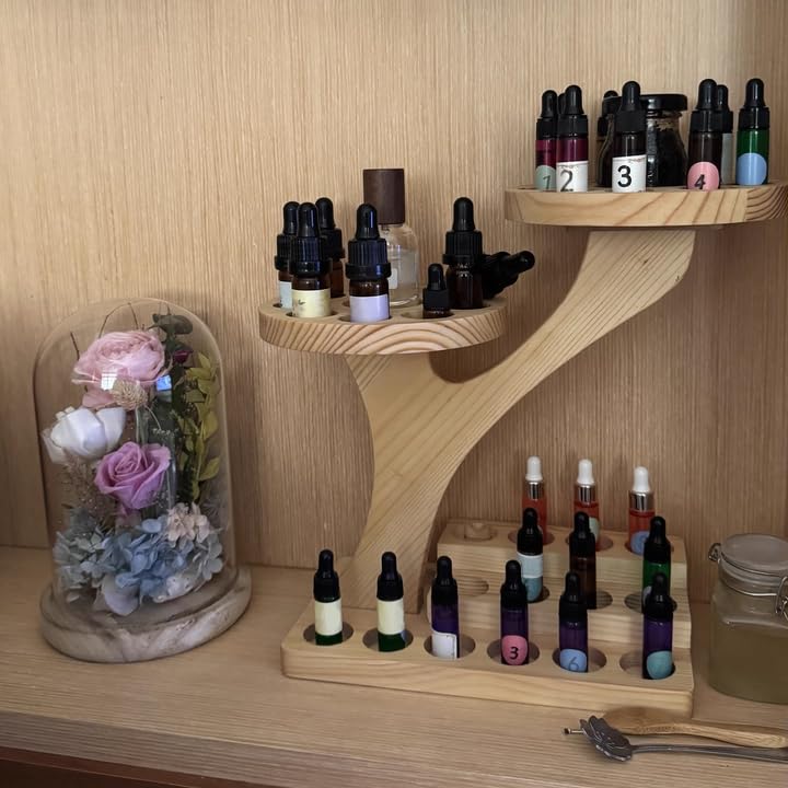 Organizzatore per Oli Essenziali da 15 Ml, Portaoggetti in Legno per Smalto, Espositore per Smalto Rimovibile per Toeletta