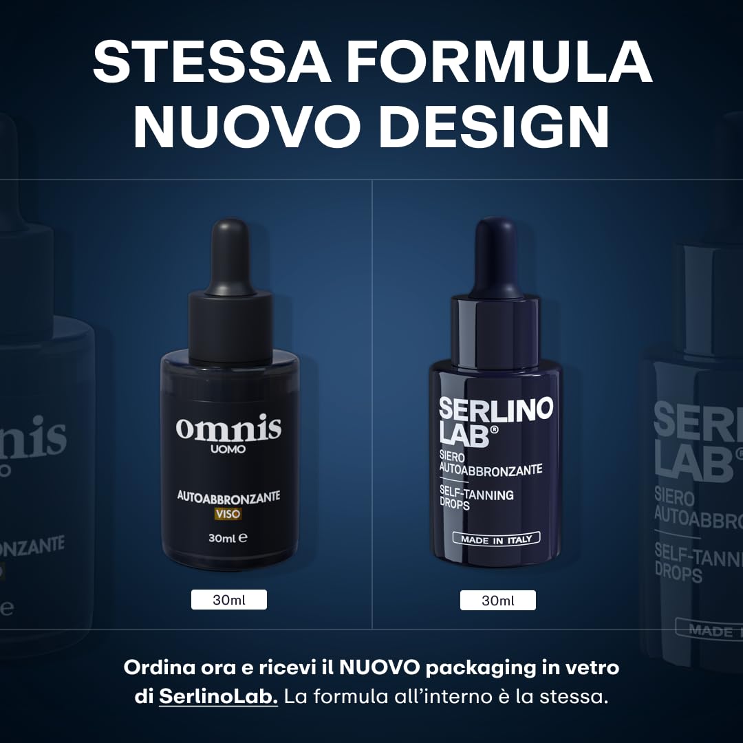 SERLINO LAB Gocce Autoabbronzanti 30 ml, siero abbronzante, Abbronzatura naturale senza sole con DHA + Eritrulosio, Aloe Vera e Acido Ialuronico, Durata 3‑4 giorni, Made in Italy