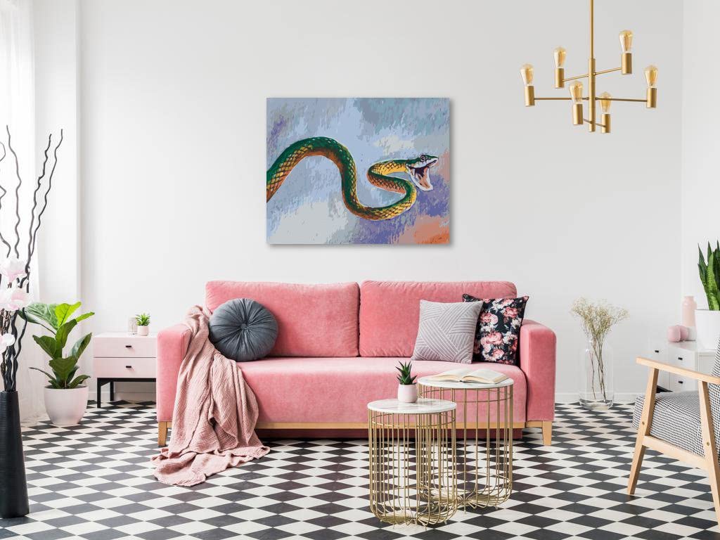 Malowanie według liczb - zielony wąż 80 x 100 cm z blejtramem (już napięty)