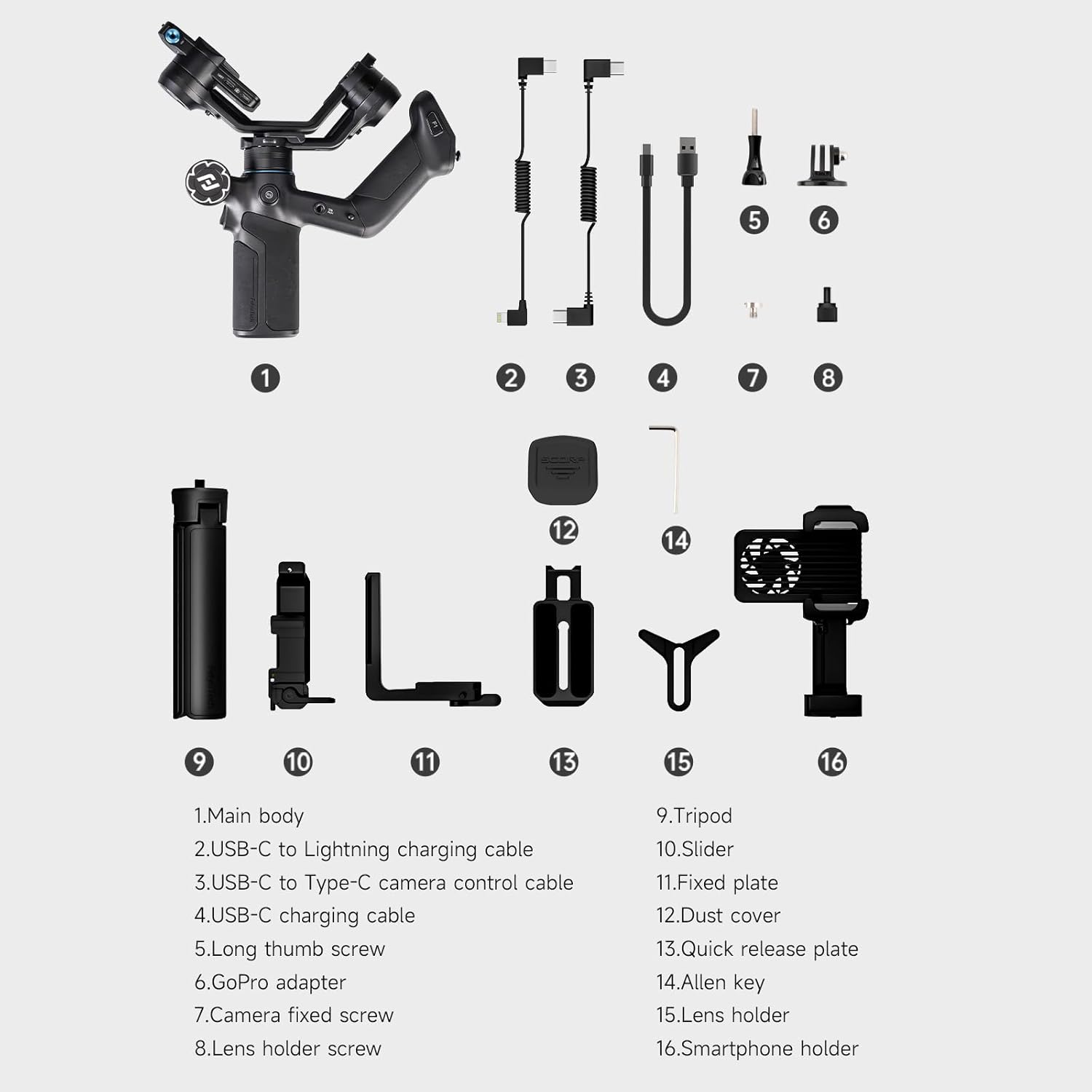 FeiyuTech SCORP Mini-3-Pro Gimbal Stabilizer for Camera, Mirrorless/Compact/Action Cameras,Smartphone,18m AI Tracking,Detachable Remote Handle, 3-Axis Handheld Stabilizer for Sony/Canon,4.4lbs Payload