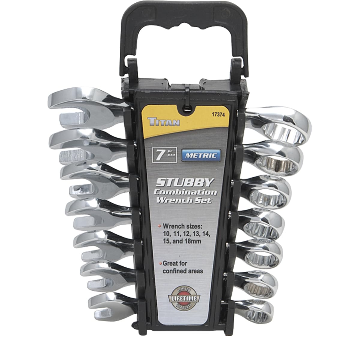aretan Titan 17374 7-Piece 12-Point Metric Stubby Combination Wrench Set
