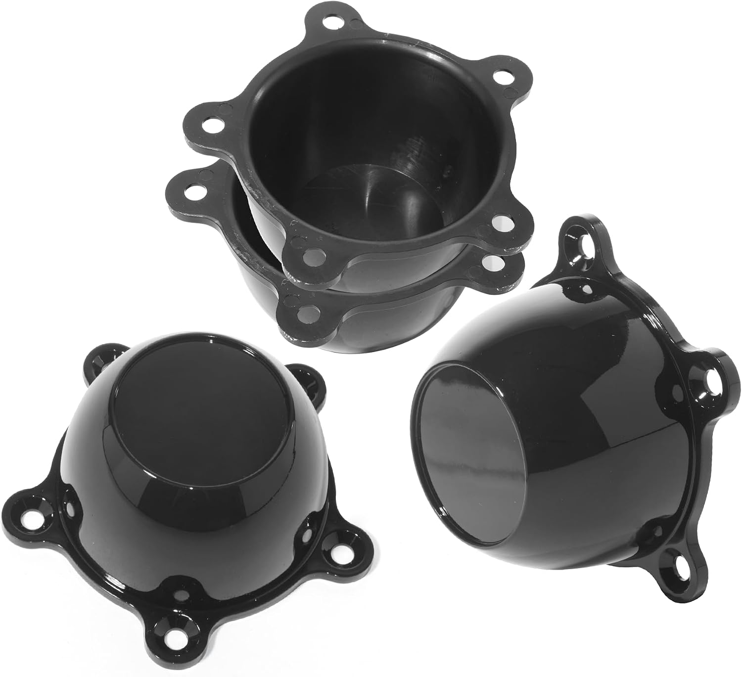 5 Dog Ear 1.96" Spacing Wheel Rim Center Caps Glossy Black Wheel Center Cap W/Screws, Pack of 4
