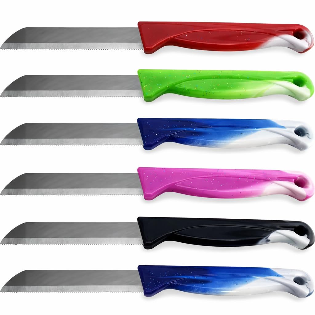 SMHLINE® Obstmesser Schälmesser Gemüsemesser Allzweckmesser 200x Bunt Edelstahl Messer rostfrei Küchenmesser Tafelbesteck Messerset Alltagsmesser