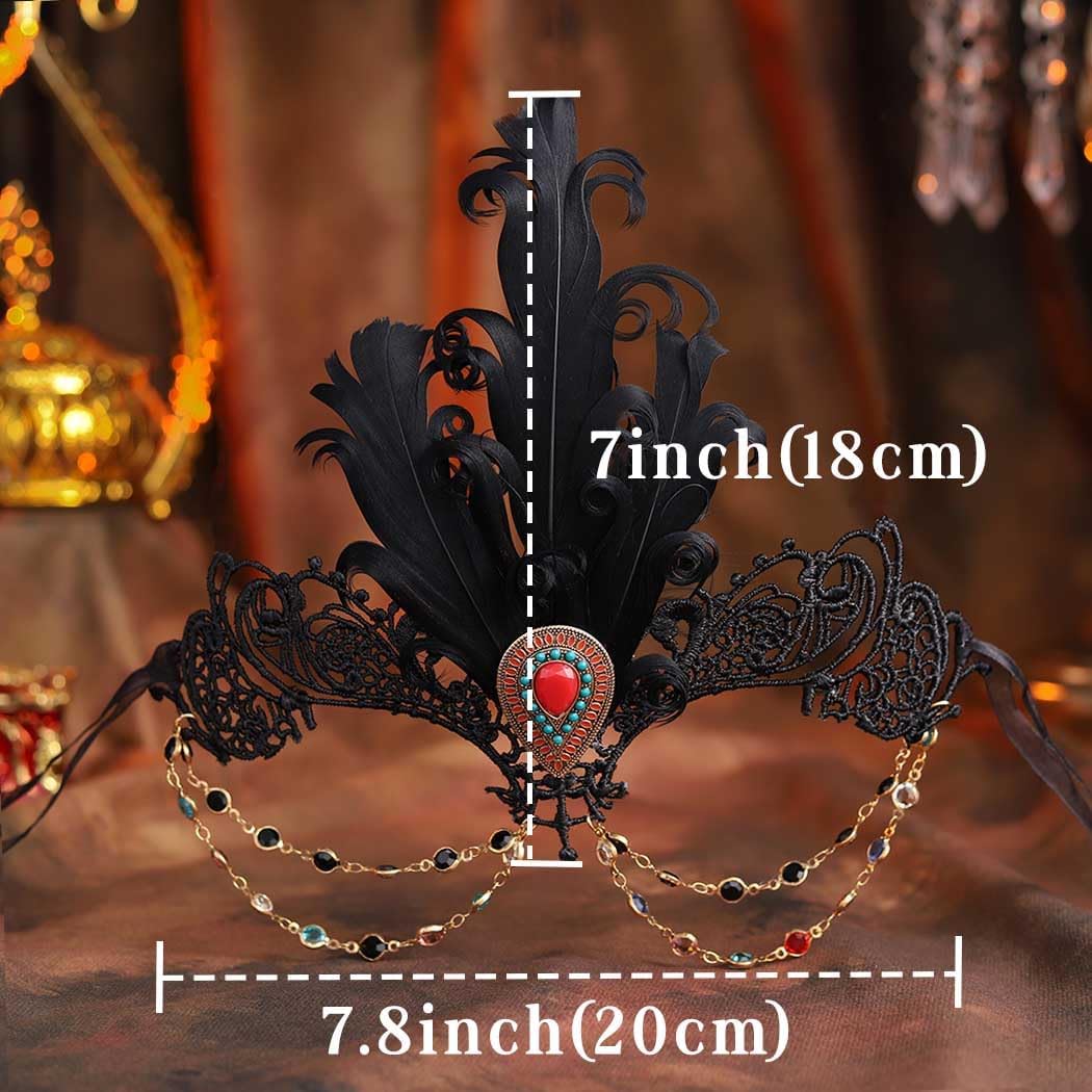 Women Masquerade Mask Black Sexy Lace Mask Feather Halloween Costume Mask Prom Party Venetian Masks for Mardi Gras - Image 3