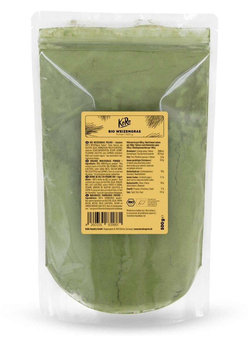 KoRo - Polvere di erba di grano bio 500 g - confezione convenienza - versatile e dal gusto fresco - superfood