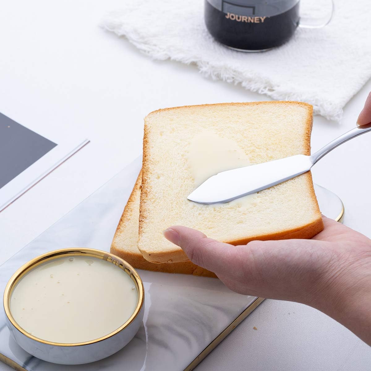 Hostess Serving Utensil Set, GoGeiLi 5-Piece Stainless Steel Flatware Silverware Serving Set, Include Pie Server, Serving Spoon, Slotted Serving Spoon, Serving Fork and Spreader Knife 5-Piece Serving Set image 7 of 8 B08XPXZ1Y8