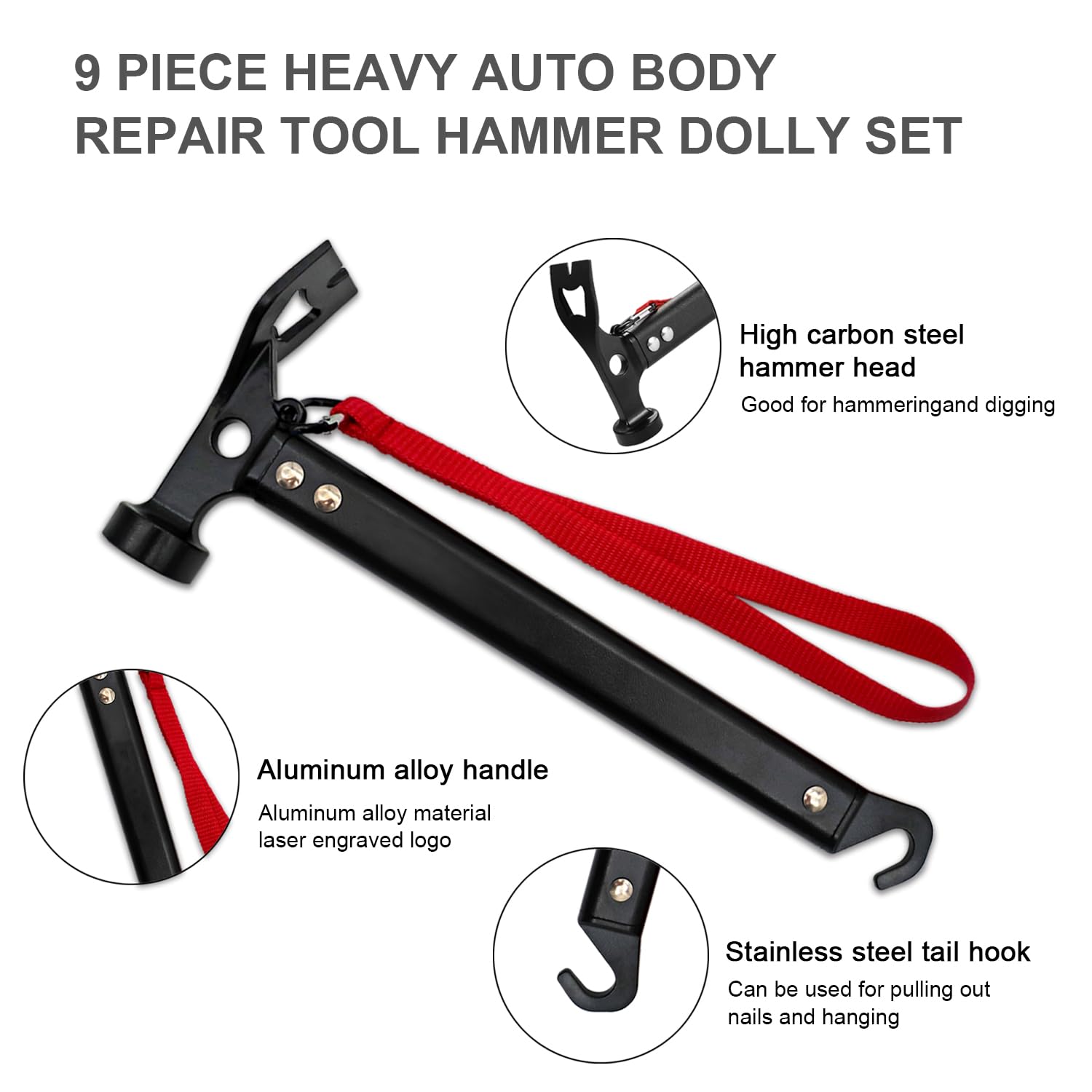 8 Pack Tent Stakes Camping Accessories Kit and Camping Hammer with Canvas Storage Bag, for Outdoor Tent & tarp-Essential Accessories, Carbon Steel Aluminum Camping Hammer for Hiking Kit