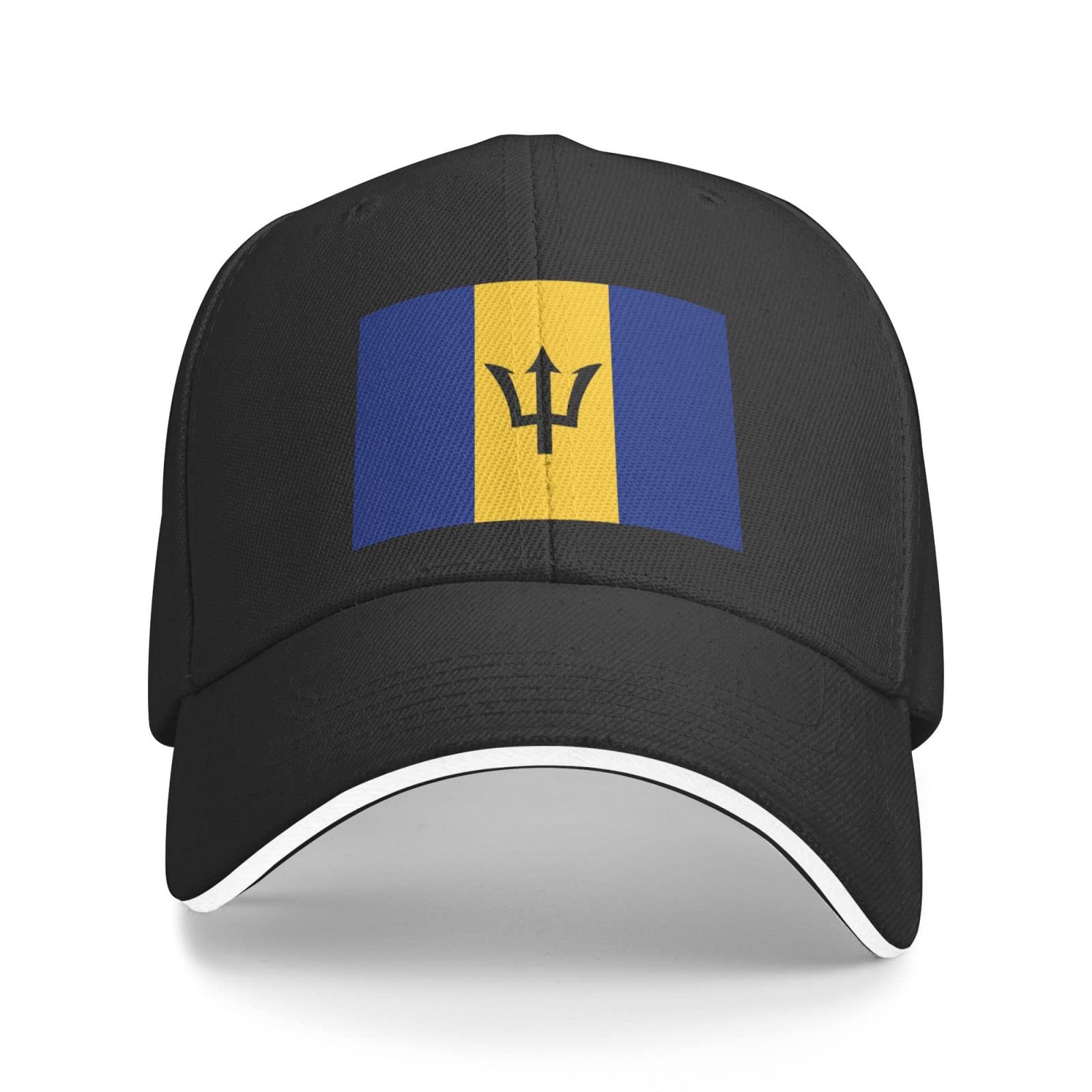 Lawenp Unisex As Pic Classic Baseball Barbados Flag Caps Black Outdoor Baseball Sandwich Barbados Flag Hats