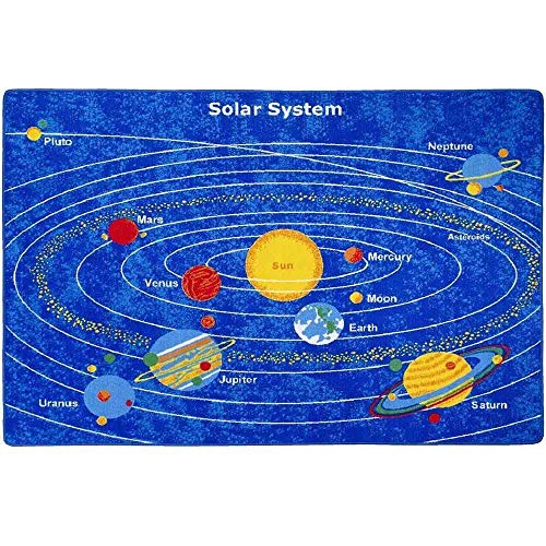 Mybecca Kids Area Rug Solar System 3' X 5' Children Area Playroom & Nursery Non Skid Gel Backing