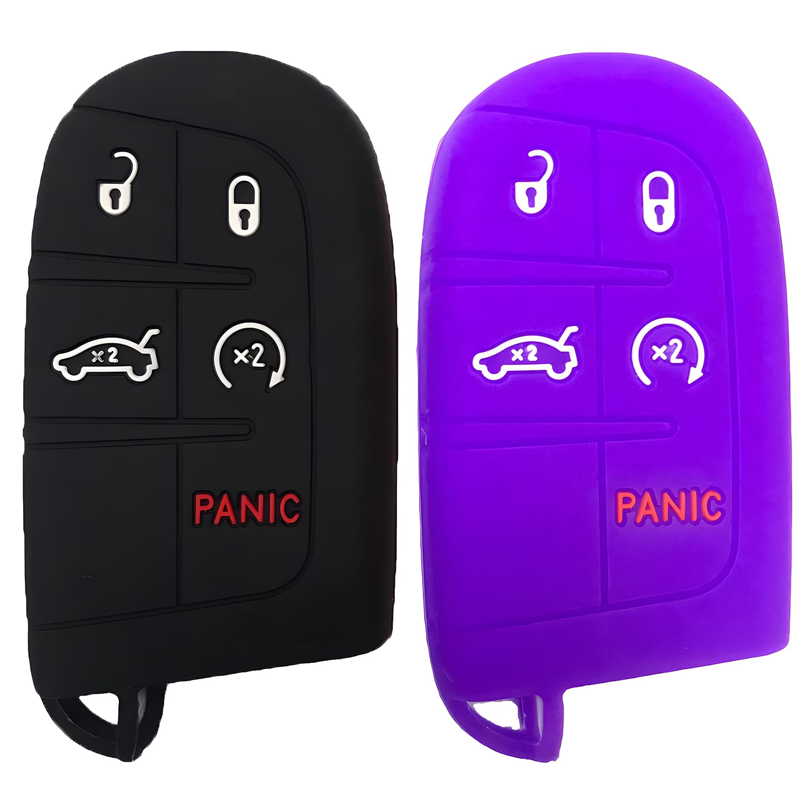KUSTSOFT Jeep Silicone Key Fob Cover Fit for Dodge Durango Journey Dart Challenger Jeep Compass Renegade Grand Cherokee Fiat 500X Chrysler Car