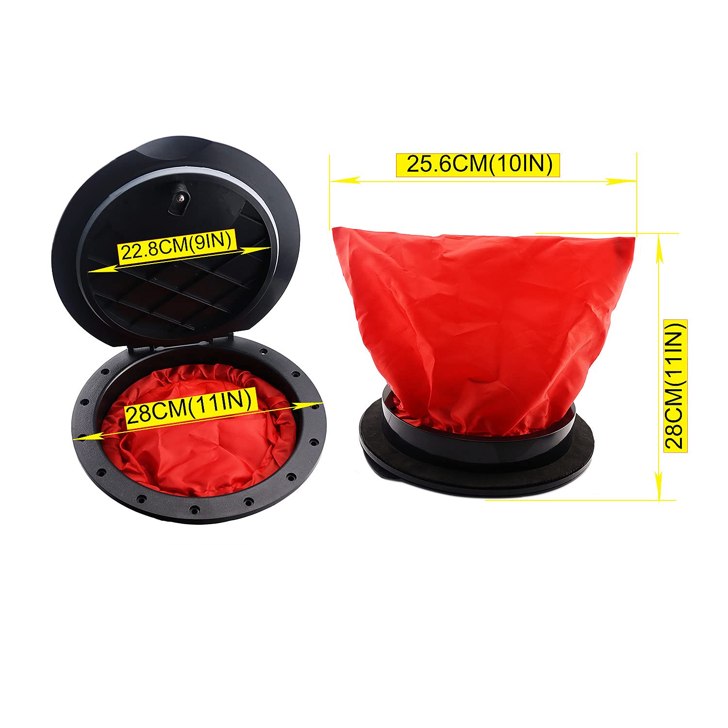 Kit de escotilla de 9 pulgadas, escotilla de cubierta con bolsa impermeable y cierres para kayak, barco, aparejo de pesca (negro)