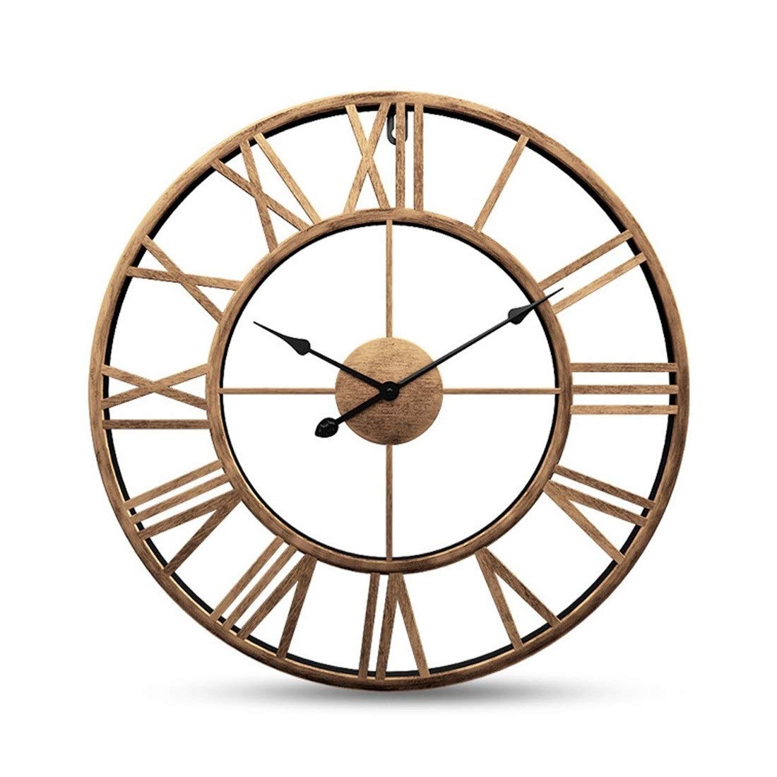 KRXSOBNV wall clock, Wall Clock Large Vintage Metal Roman Numeral, Retro Style & Silent Non-Ticking Quartz(24inch)