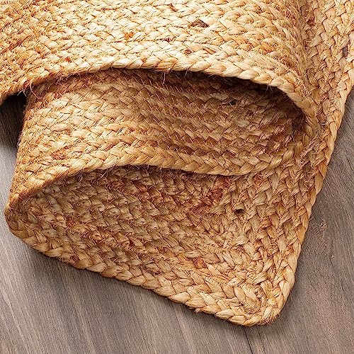 Tapete rectangular tejido a mano de yute natural 2'x3' miniatura 3