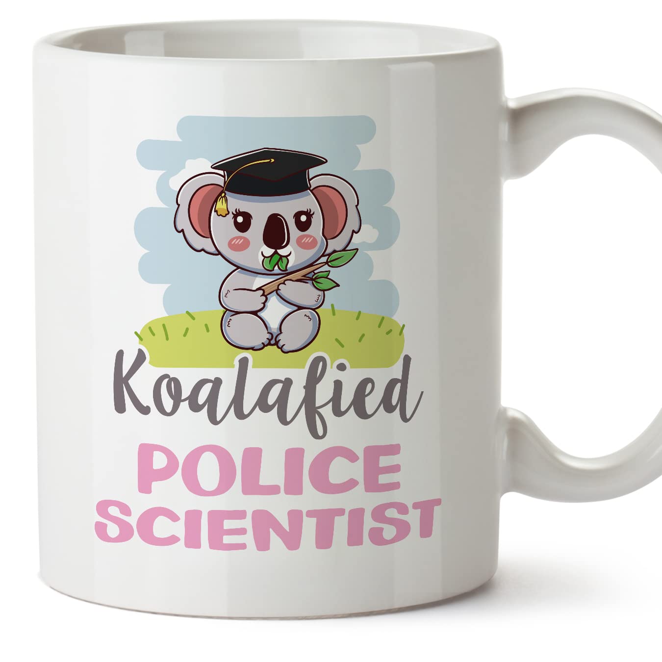 MUGFFINS Police Scientist Woman Mug - in English - Koalafied - Funny Gift for Colleagues - Ceramic 11oz Mug
