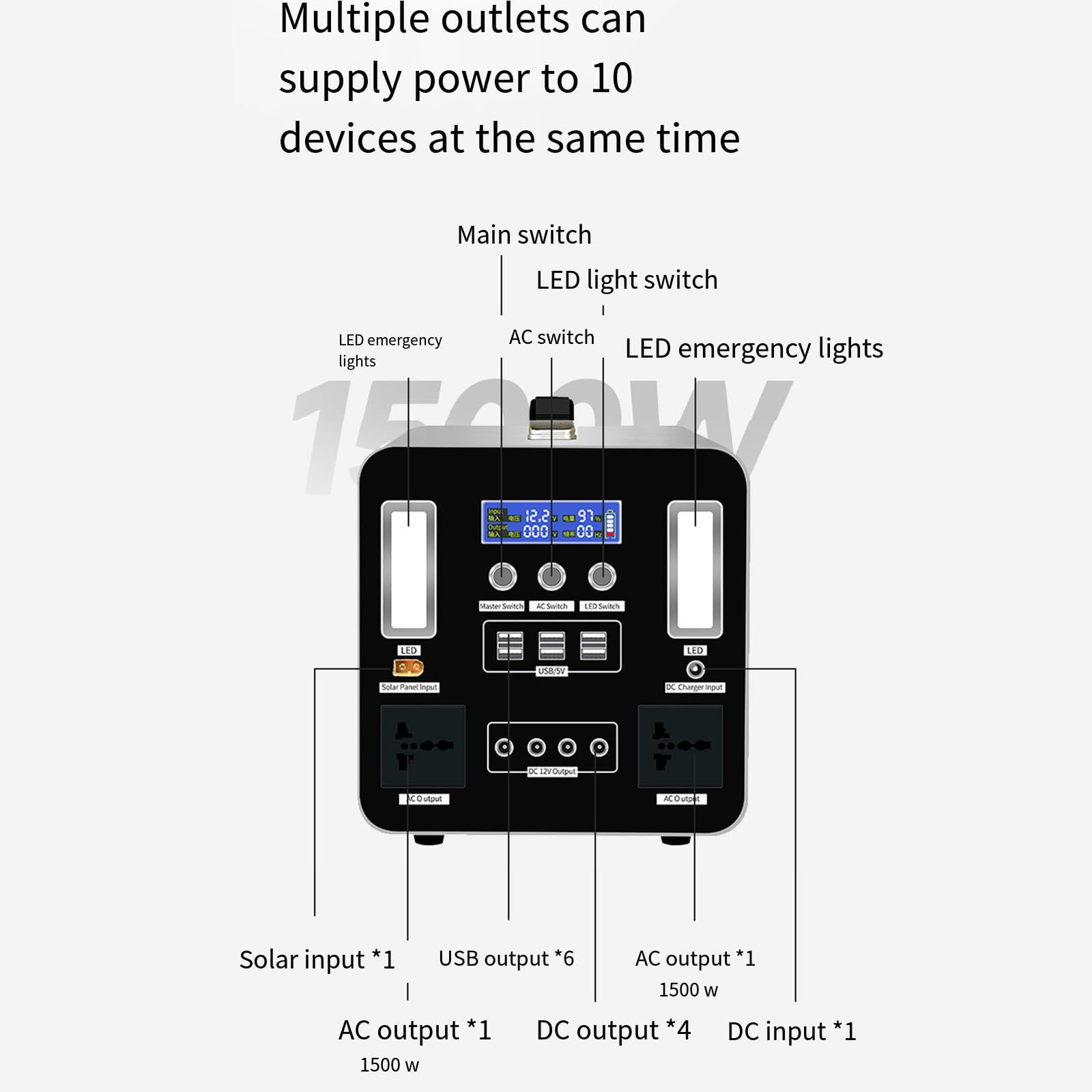 Batterie Portable Grande capacité 220 V, 1 000 W, pour Camping, randonnée, autonomie, Stockage d'énergie