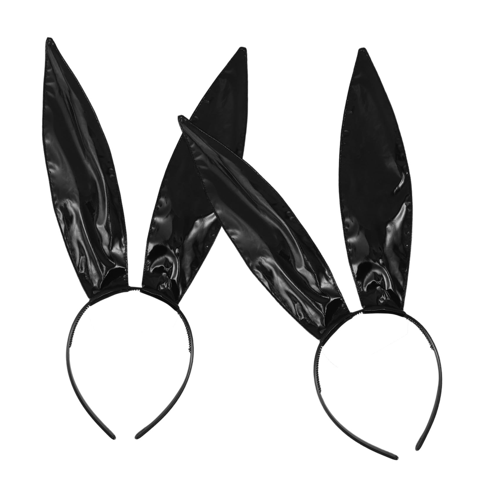 Beaupretty 10 Pièces Bandeaux Oreilles de Lapin Cuir Synthétique Noir pour Adultes Accessoires de Fête Halloween Cosplay et Photographie Headbands Animaux Chic et Confortables