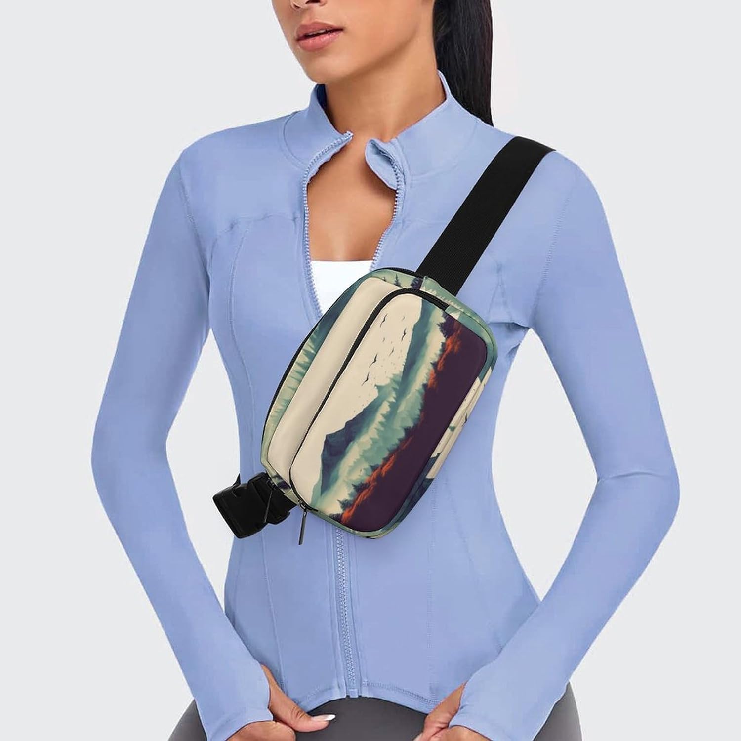 Landscape Mountain Fanny Pack Belt Bag with Adjustable Strap Fashion Waist Bag for Outdoor Sports Hiking