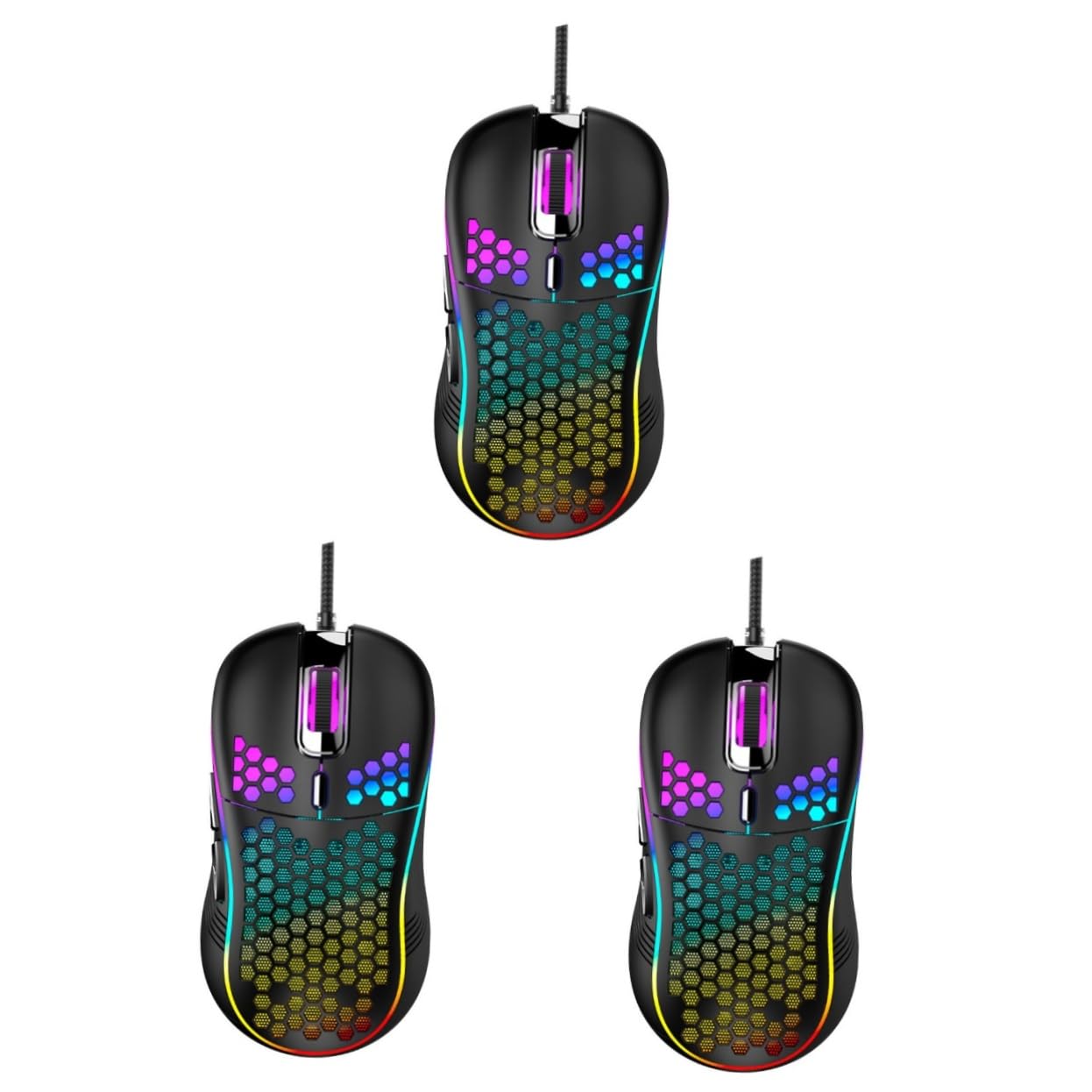 Ciieeo 3pezzi Mouse Gaming Usb Ergonomico Con Design Hollow-out Alta Durabilità e Look Elegante Compatibile Con Laptop e Computer Desktop Nero