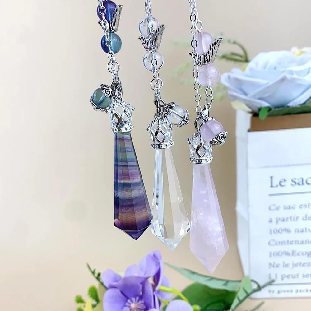 AtkitS Kristall Natürliche Kristall Pendel Facette Edelstein Pendulos Schmuck Anhänger Reiki Steine ​​für Heilung Wünschelruten Weissagung (Color : Amethyst, Size : 1PC)