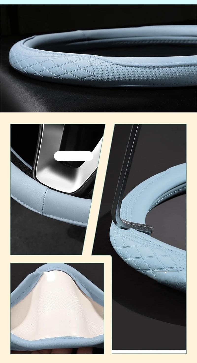 38 cm typ O D Car Anti--Slip Leather Steering Wheel Cover Universal Car Steering Wheel Protective Cover MZEER (O-Coffee)