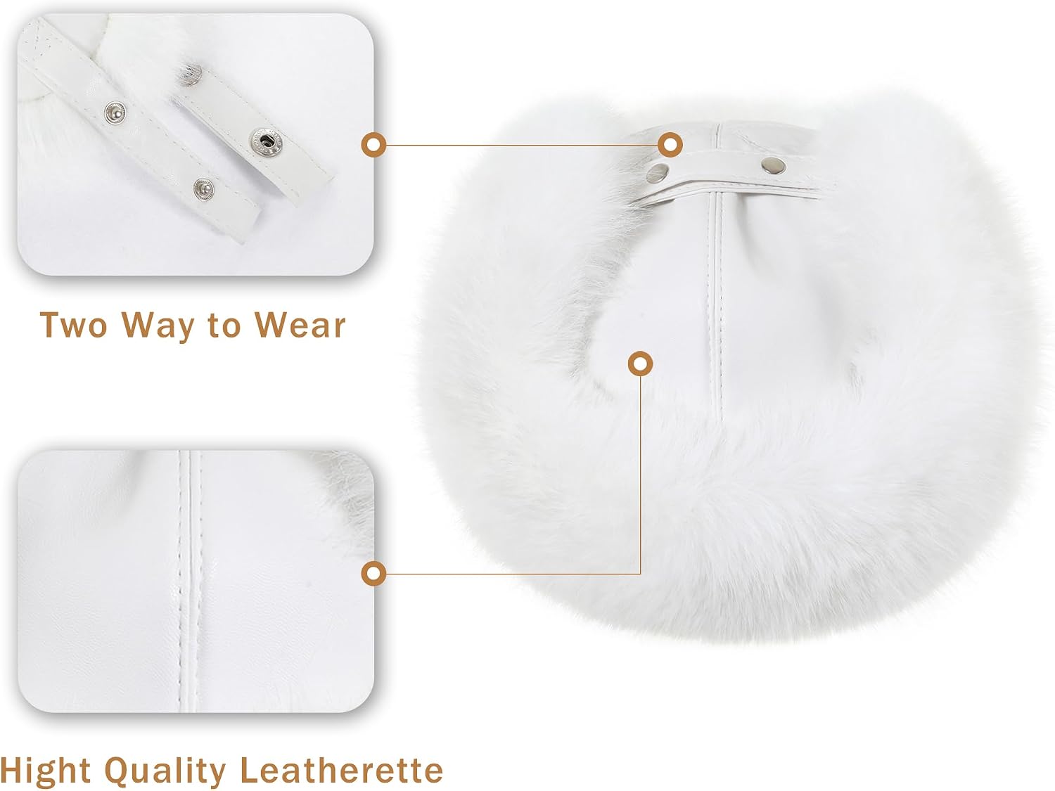 Winter Trapper Hat for Women Warm Faux Fur and Leather Windproof Full Hood Earflap Beanies