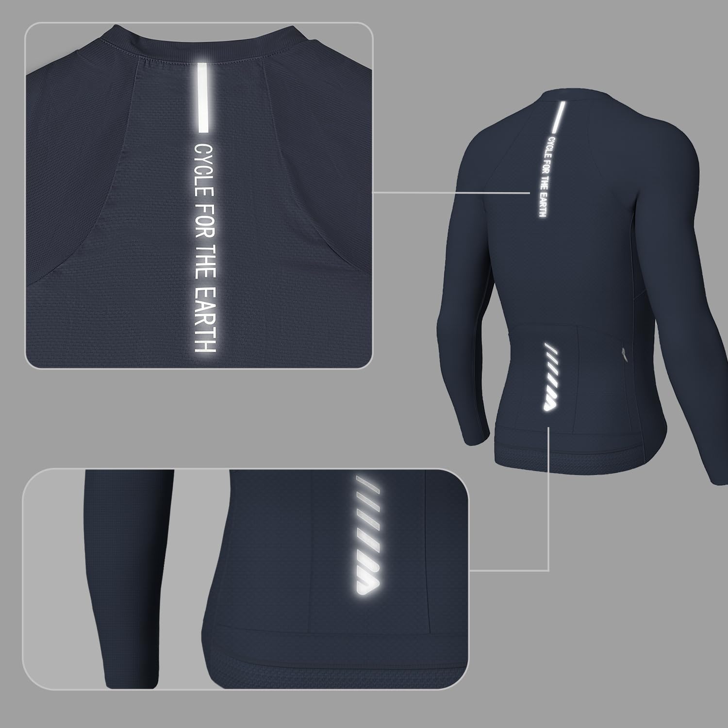 Lo.gas Maglia da ciclismo da uomo a maniche lunghe con 3 + 1 tasche posteriori, traspirante, UPF 50+, con cerniera intera, per equitazione