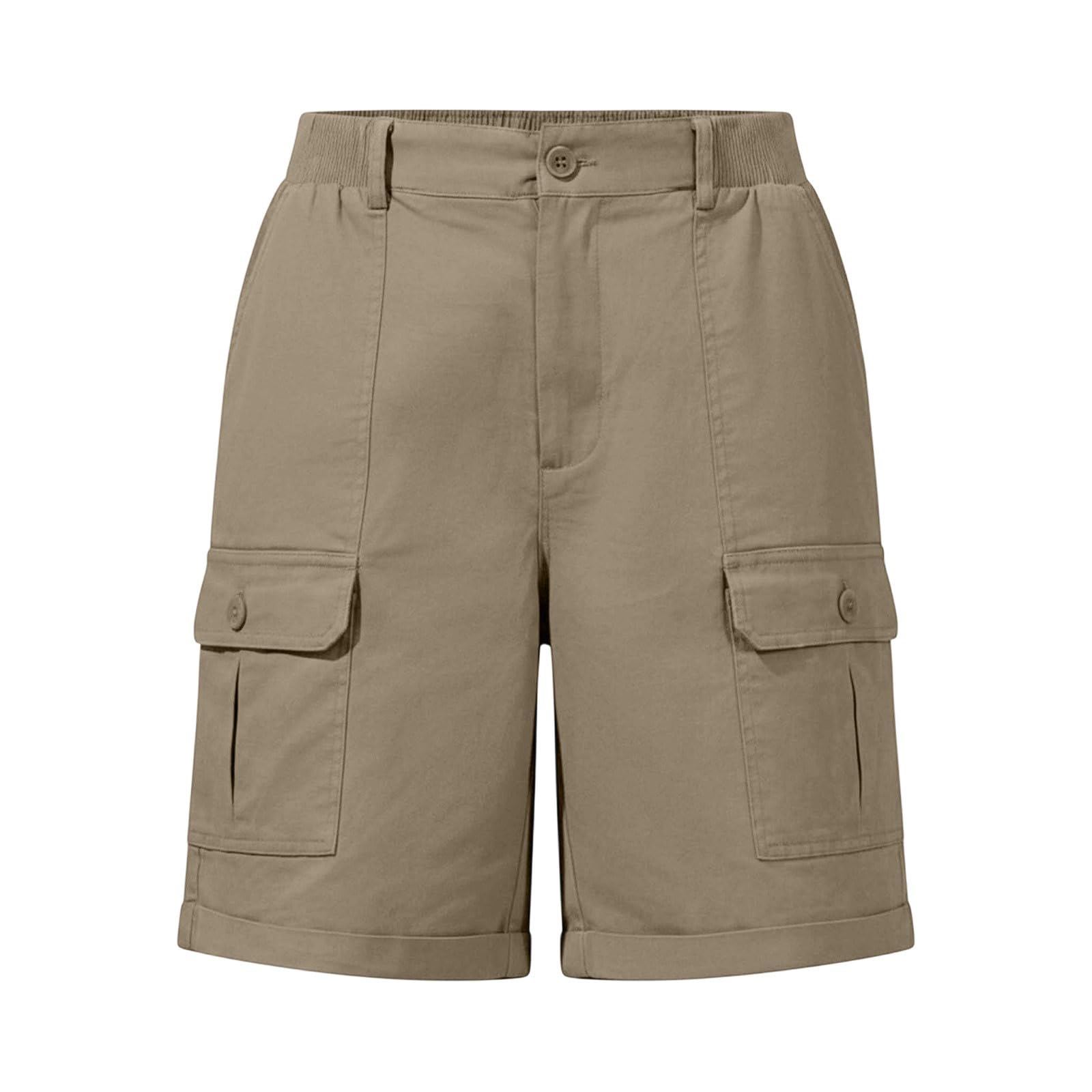 Pantalones Cortos Cargo para Mujer Bermuda Casual Verano Bolsillos Botones Pierna Ancha Cintura Alta Secado Rápido