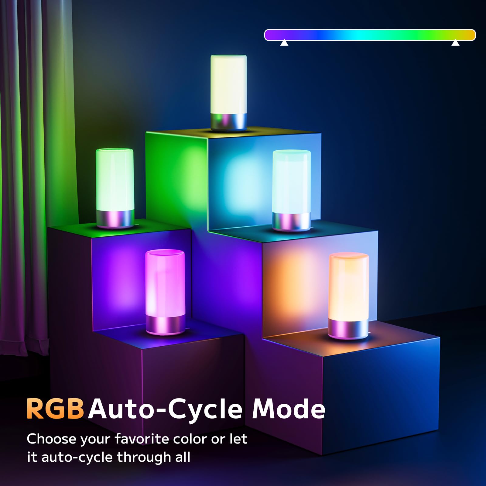 Nachttischlampe, Touch-Steuerung, Nachttischlampe für Schlafzimmer, 3 Stufen dimmbar, warmweiße Lichter mit 256 RGB-Farbmodi, modernes Design, Tisch