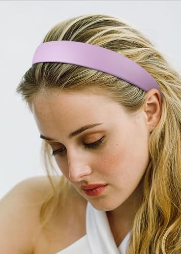 Miniatura 7 de Diademas moradas para mujer, color lavanda, de piel sintética, para mujeres y niñas, banda de plástico dura para la cabeza, colores sólidos, bandas