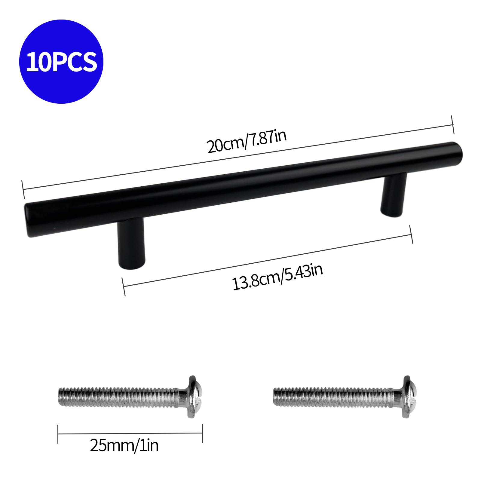 Maniglie per Mobili da 10 Pezzi, Distanza Tra i Fori 128 mm, Nero, Maniglie Cucina Inox, Cassetti Maniglia, Maniglie per Armadi, per Ante Armadio, per Cassetto, Mobili Cucina