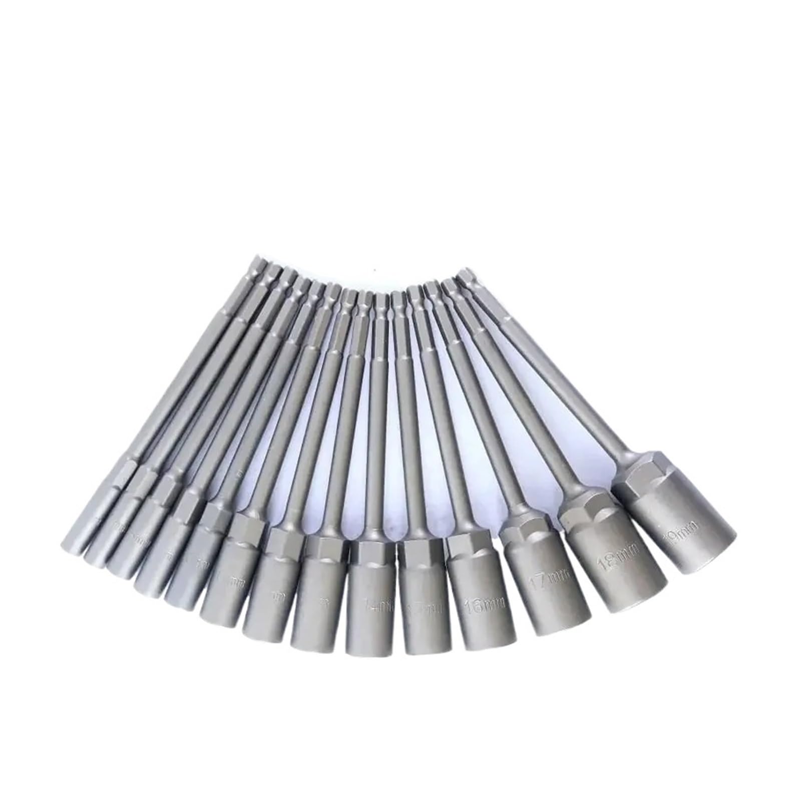 Xchiaueo 14Pcs 1/4Inch Hex Socket Set With 150Mm Length Nut Driver Drill Bit 5.5-19Mm Impact Adapter For Power Tools