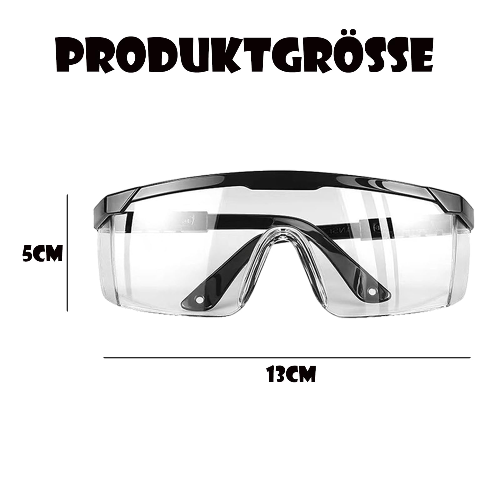 10 Stück Arbeitsschutzbrille, Sicherheitsbrillen, Transparent, Für Brillenträger, Labor, Chemie Schutzbrille für Herren & Damen