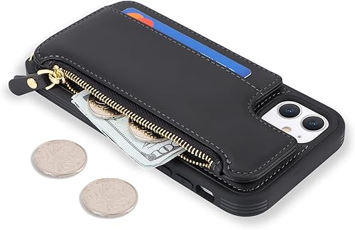 Miniatura 106 de Cavor for iPhone 11 Wallet Case with Card Slots Holder,Premium PU Leather Kickstand Feature Case [Wrist Strap] Double Magnetic Clasp Shockproof Flip
