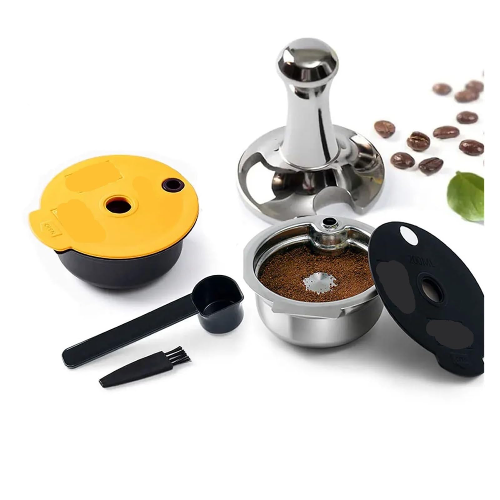 Cápsula Reutilizable, Tapa De Silicona, Cápsula De Café De Repuesto De Acero Inoxidable, Compatible Con Bosch, Compatible Con Tassimo, Con 60/180/200/220 Ml(Pp 220ml,With tamper)