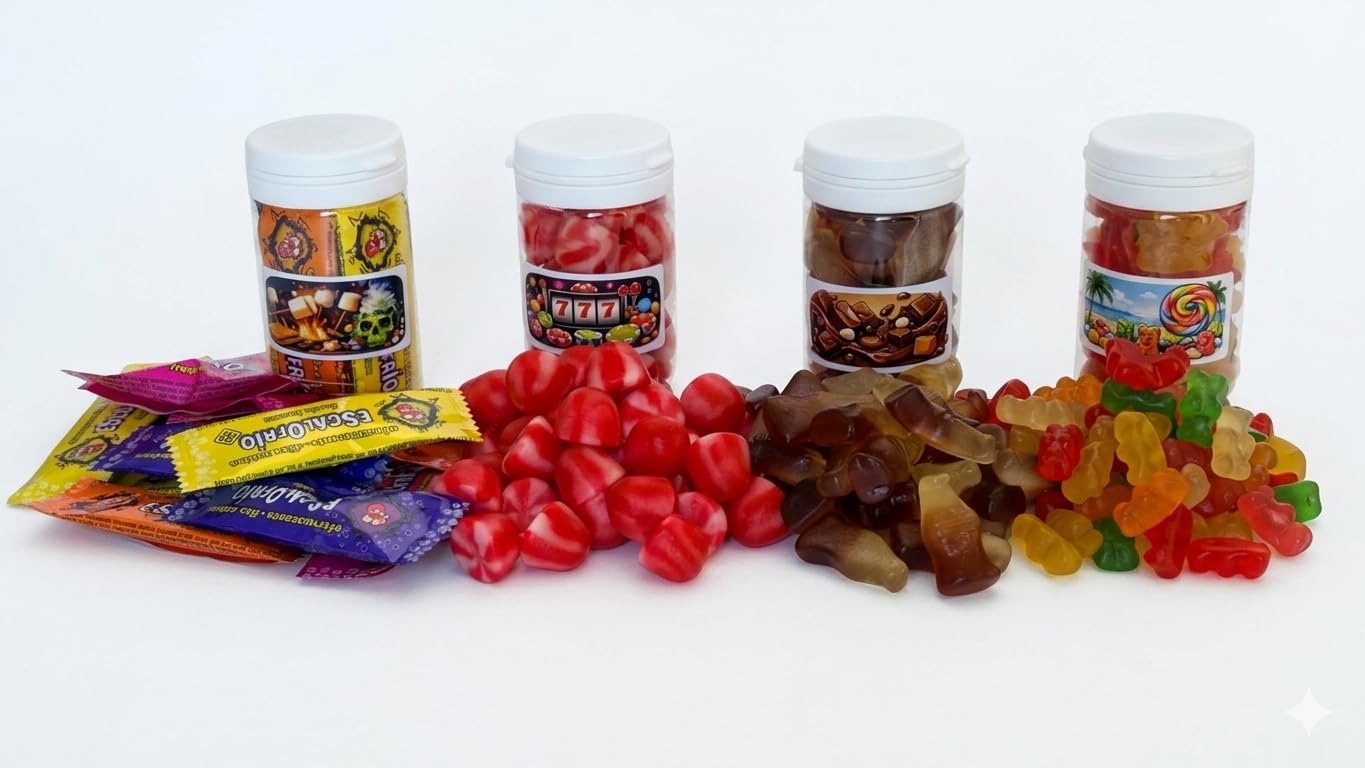 Regalo Original en una Caja Adorable con Chuches Variadas – 12 Botes – 1.300 g