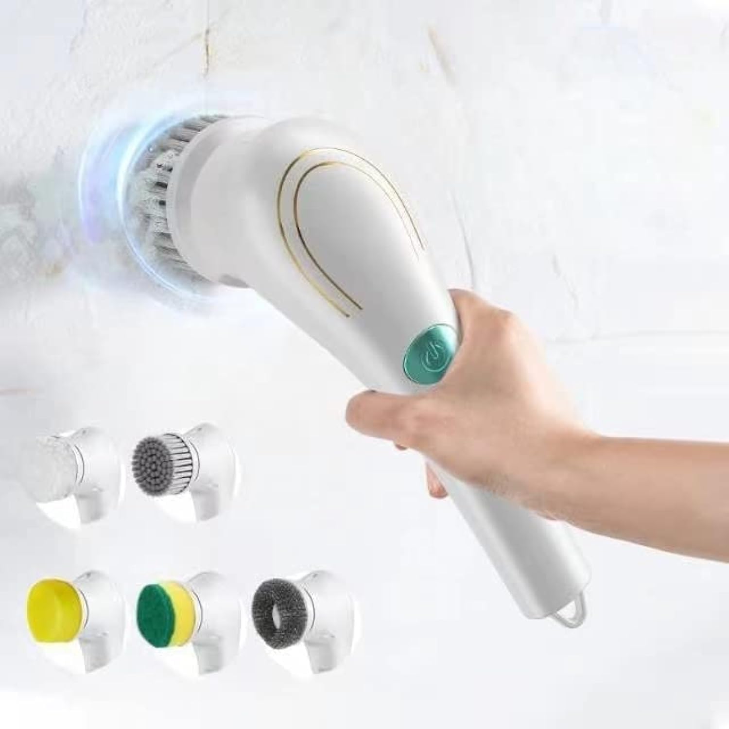 Electric Spin Scrubber, Cordless-Handheld Cleaning Brush with 5 Brush Heads, Multi-Purpose Dish Scrubber, Rechargeable Power Cleaning Scrubber for Cleaning Kitchen, Bathroom,Tiles