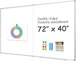 Double-Sided Magnetic Aluminum Frame Whiteboard, 24" x 18" | White Board for Wall, Hanging Mounting White Board Dry Erase Board Marker Board for Kitchen, Memo, School, Home, Office
