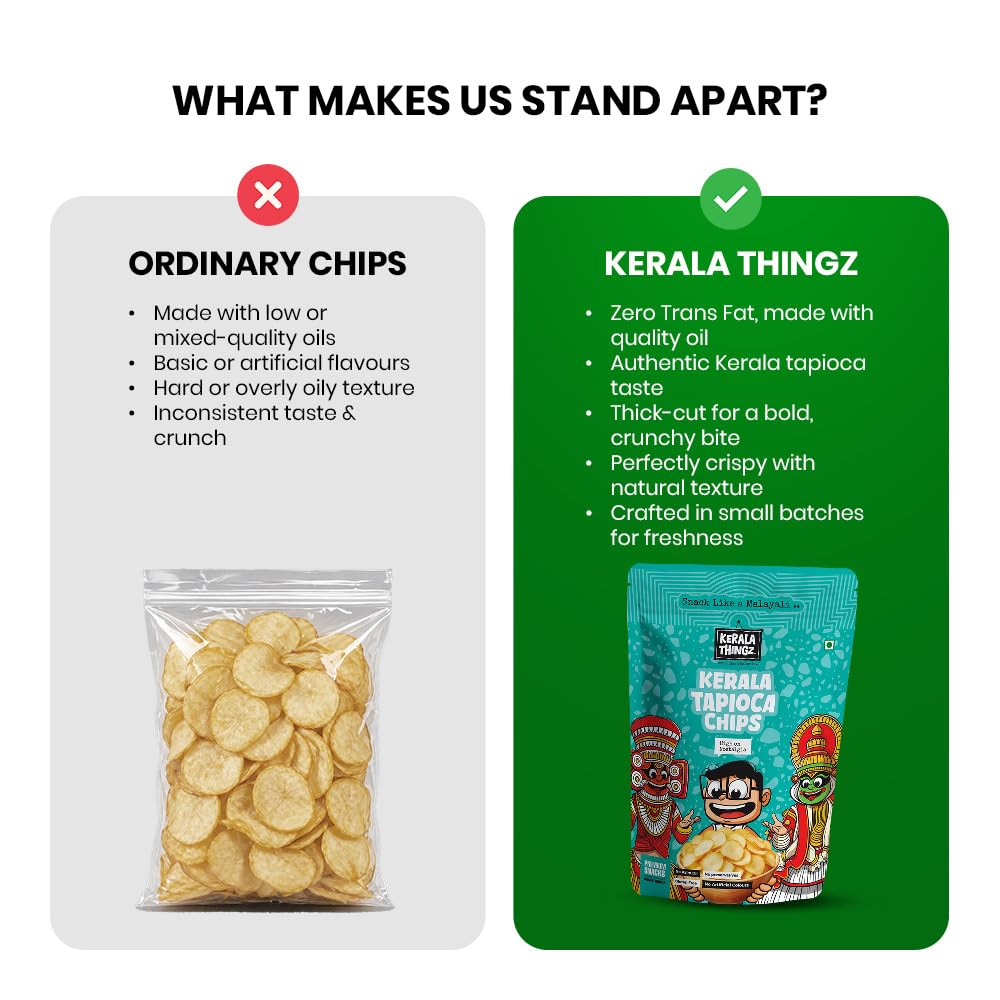Kerala Thingz Madras Mixture & Tapioca Chips Combo Pack 230g (150g + 80g) | Authentic Kerala Snacks | Spicy Mixture & Crispy Tapioca Chips | Crunchy Indian Snacks | No Palm Oil, No Preservatives 3