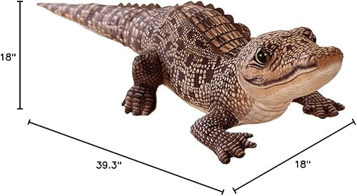 Miniatura 6 de ELAINREN Animales de peluche realistas de cocodrilo marrón realista de cocodrilo de peluche de selva juguete de simulación Gator Plushie muñeca