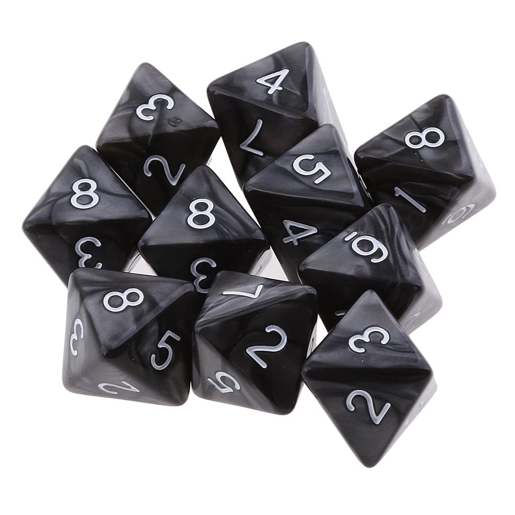 Lot de 10 dés polyédriques à 20 faces D20 pour jeux de table Donjons et Dragons - Blanc et gris Lot de 10 dés polyédriques à 20 faces D20 pour jeux de table Donjons et Dragons - Blanc et gris