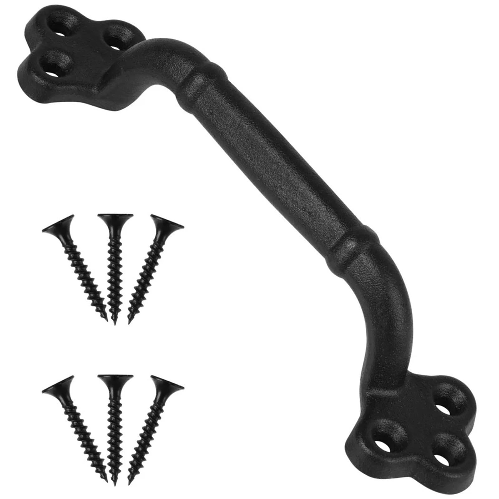 Mlyvax 4pcs Rustic Barn Door Pull Handle Gate Handle Cast Iron Door Pull Matte Black Finish for Grip Vintage Handle Pull for Gates Barn