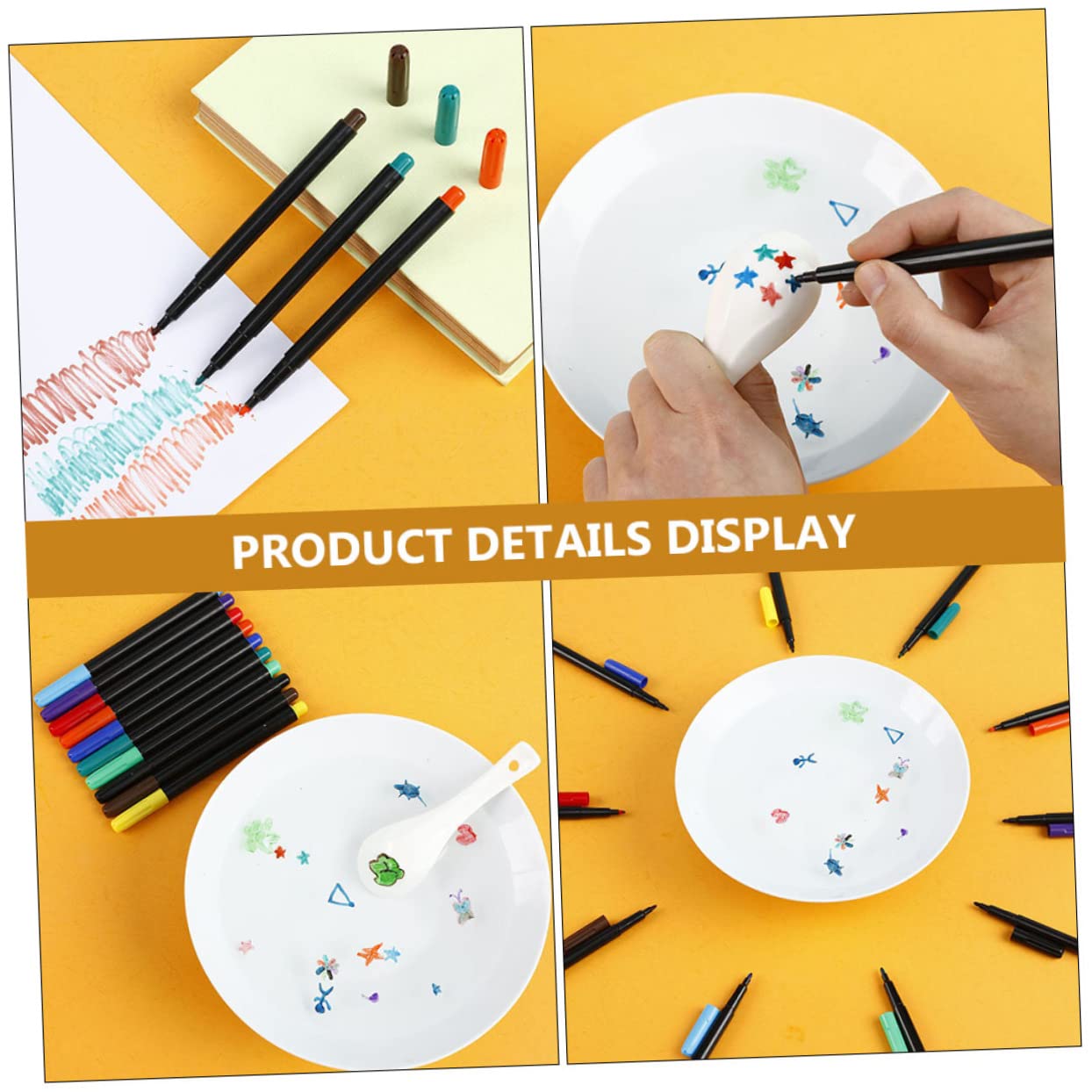 jojofuny 4 set Pennello Per Pittura In Per Acquerello Bianco Lavabile Pennarello Per Scrittura Domestica Cancelleria Per La Scuola Pennarello 10 pezzi * 4