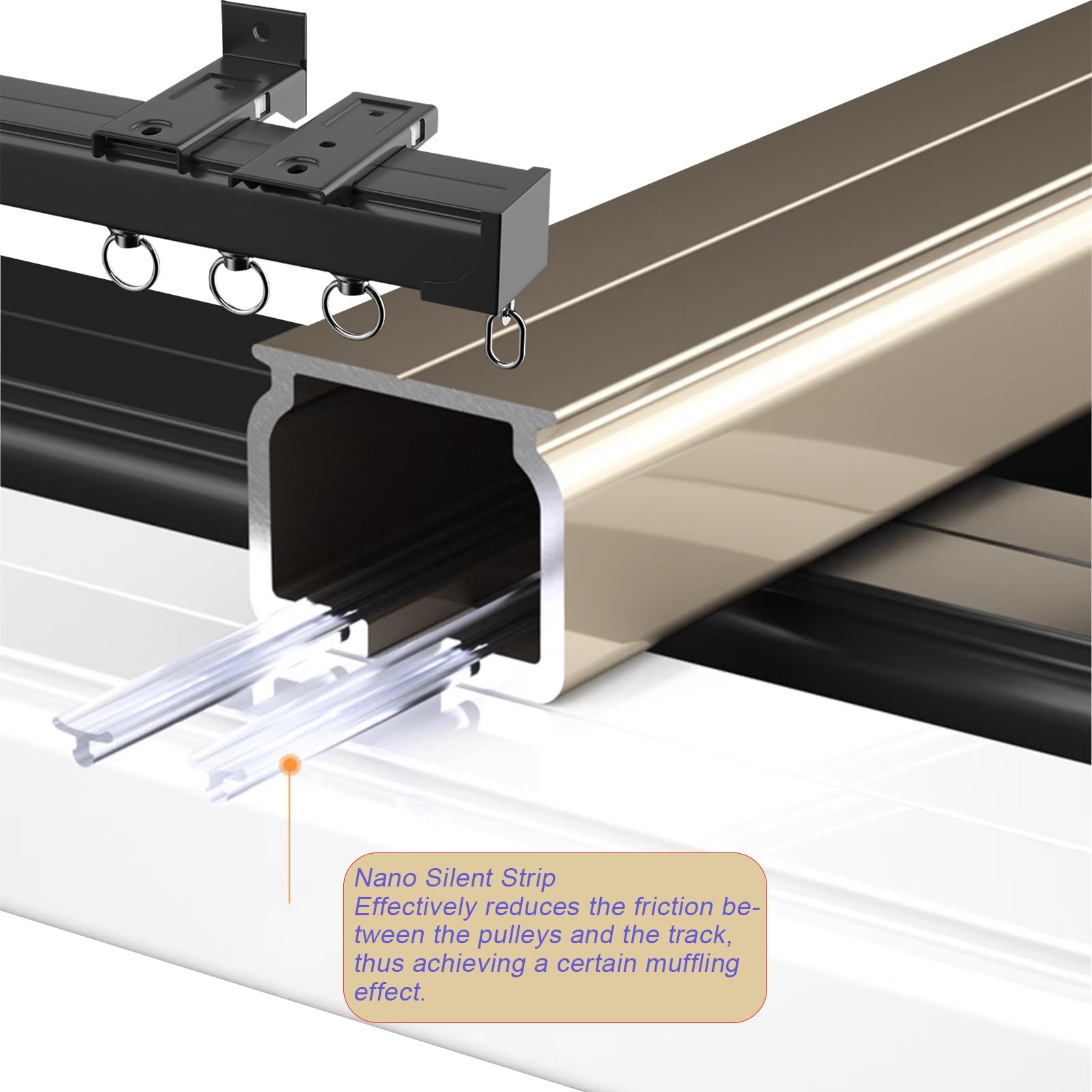 Sistema de rieles de pared de aluminio negro de 550 cm, para sala de estar y dormitorio, techo o pared, montaje en pared Slish y Partit Solut