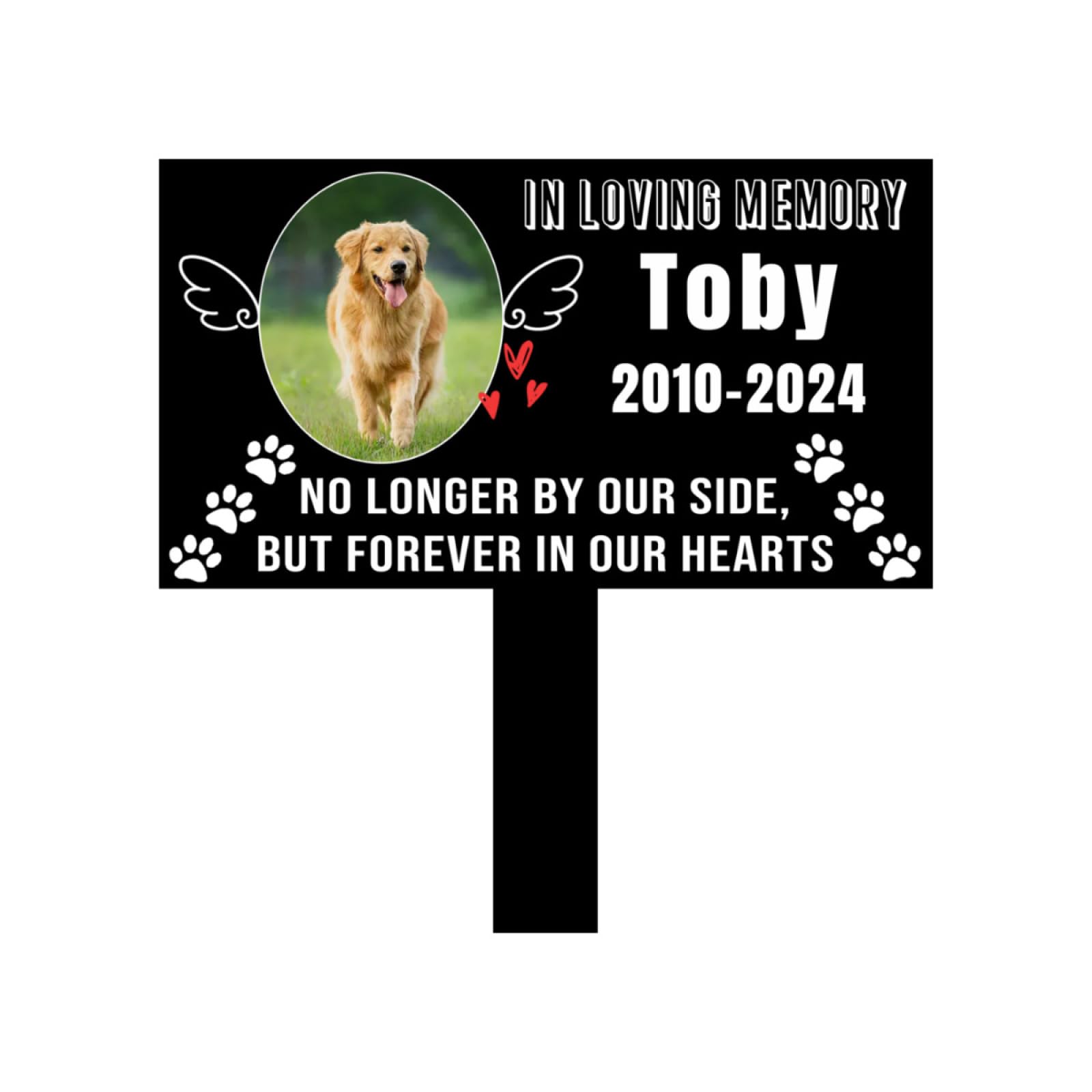 Custom Dog Cat Metal Memorial Grave Markers Sign Garden Stake Outdoor, Sympathy Cemetery Remembrance Gifts For Loss Of Pet Burial Marker Tombstone Headstone With Picture Name Yard Plaques (Style 2)