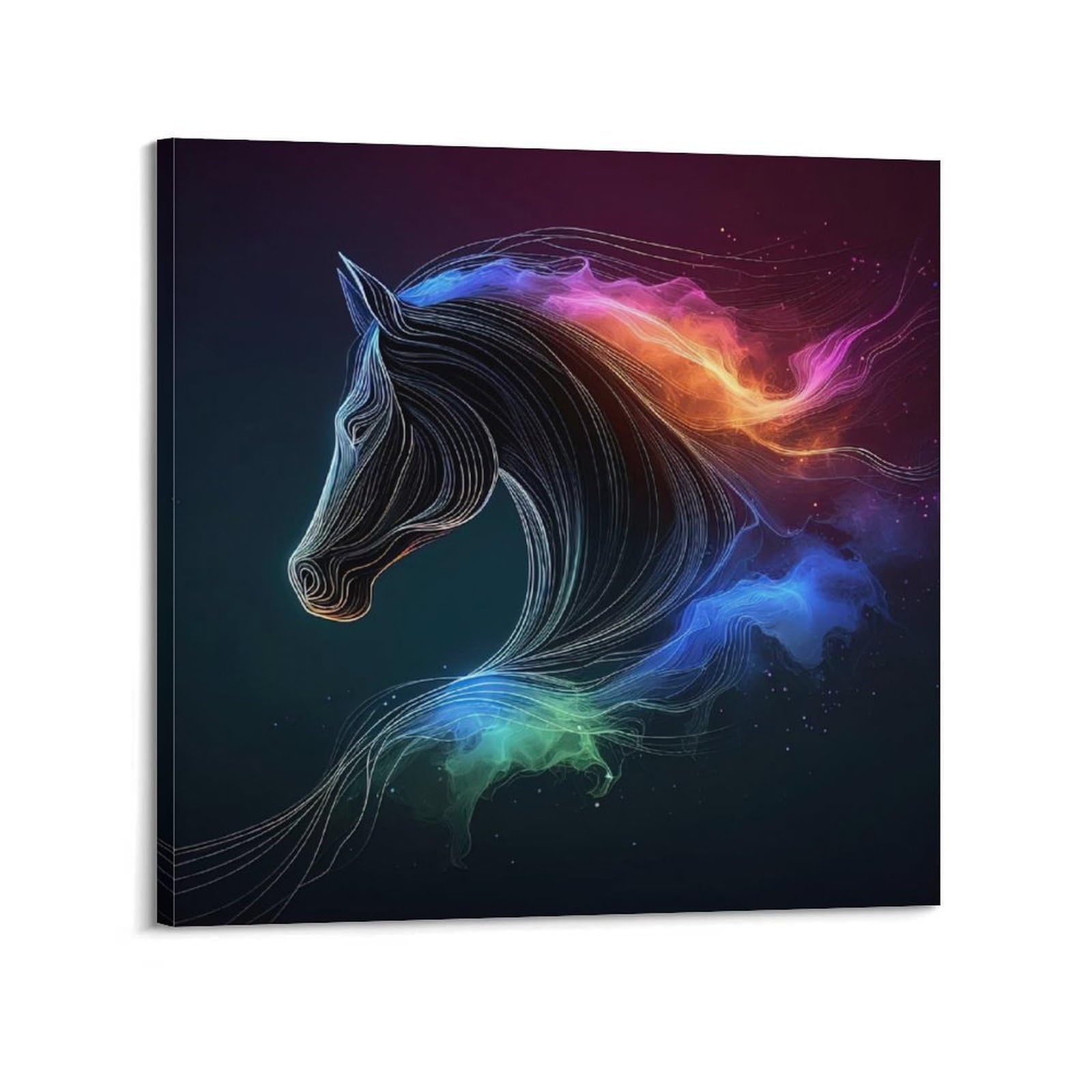WZKTCL Animal Poster Rainbow Horse Shadow Poster Decorative Painting Canvas Wall Posters And Art Picture Print Modern Family Bedroom Decor Posters 16x16inch(40x40cm)