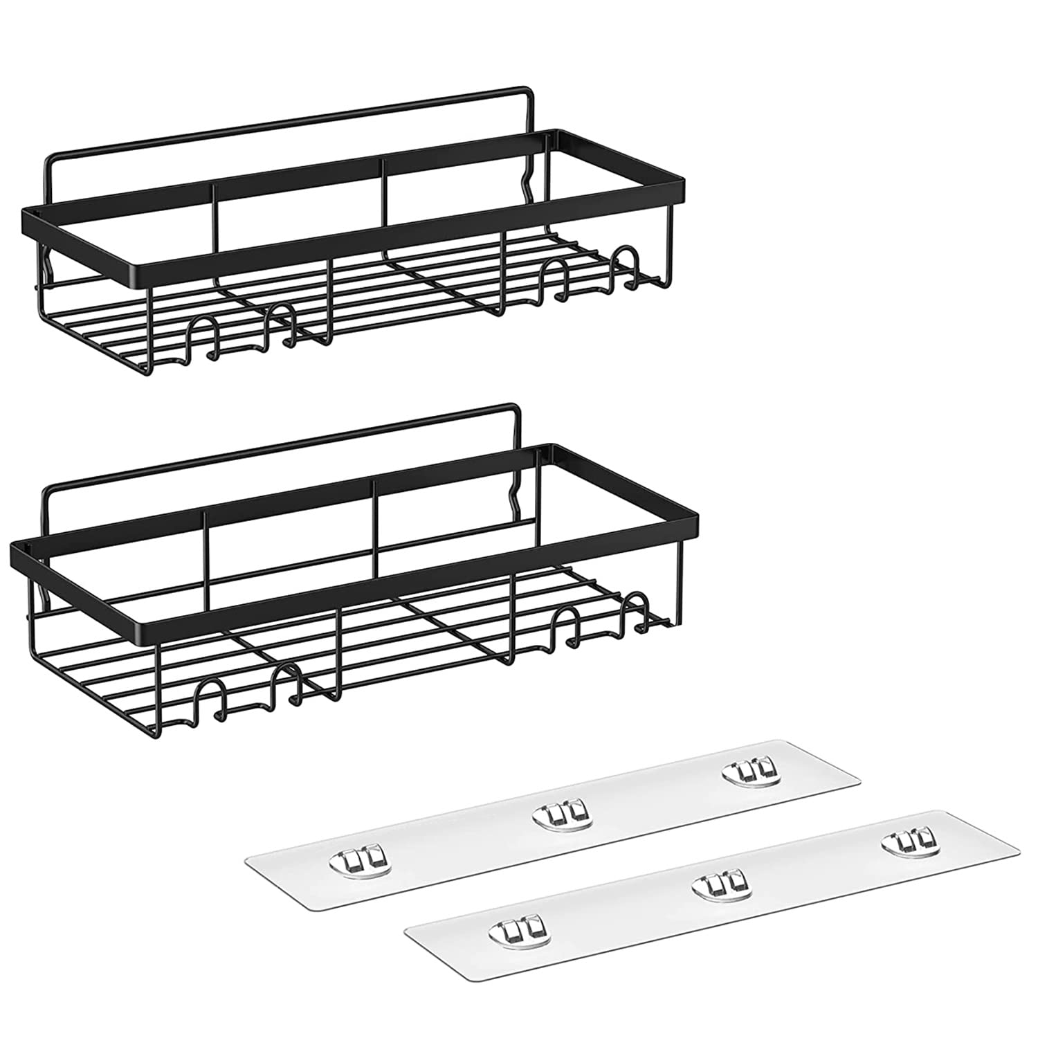 CTRLZS Shower Shelf Organizer Rack(2Pack), Bathroom Accessories Basket Shelves with Hooks, Wall Mount Shower Storage