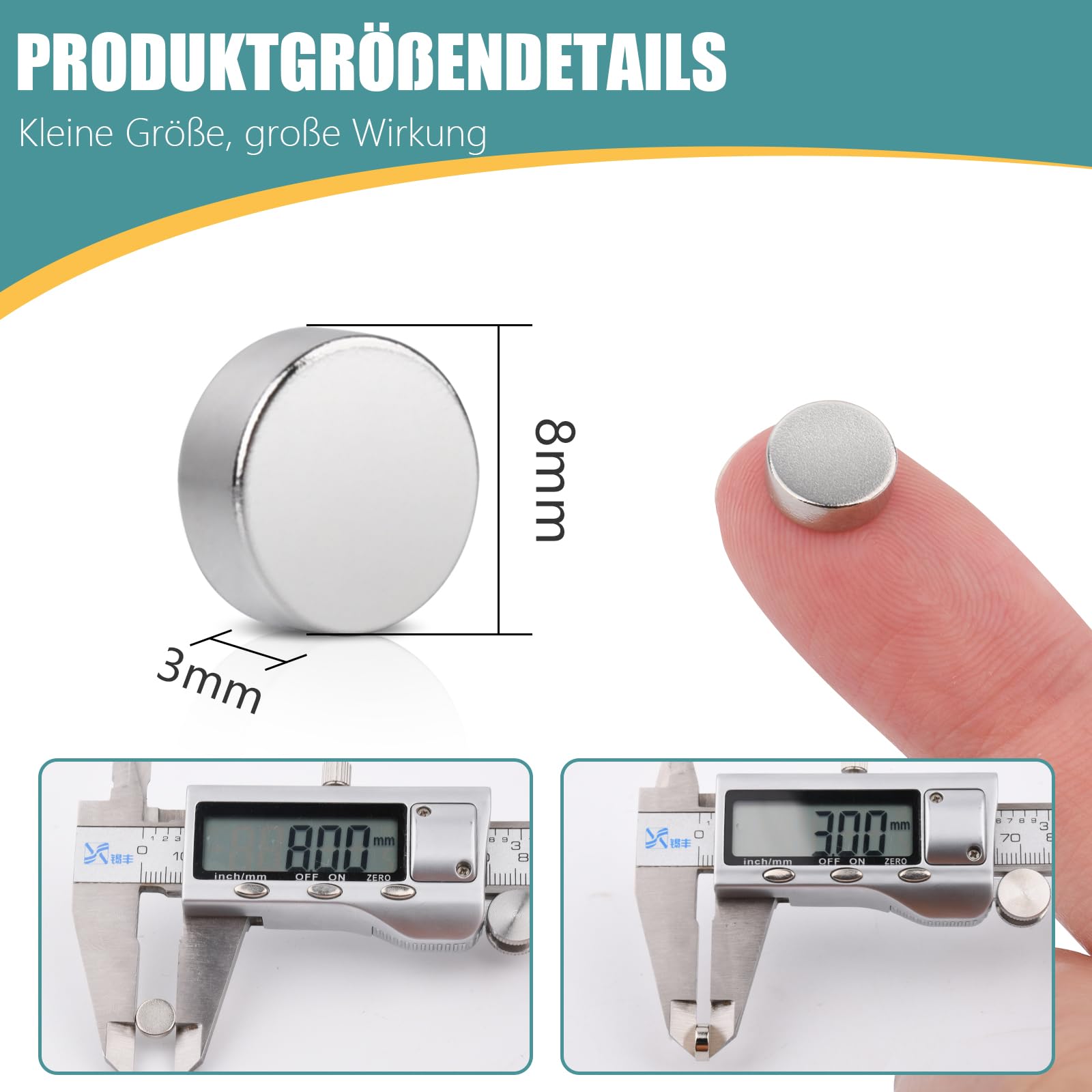 80 Aimants Néodyme Puissants 8x3mm Ronds Argentés - Pour Tableau Magnétique, Frigo, Tableau Blanc, Photos
