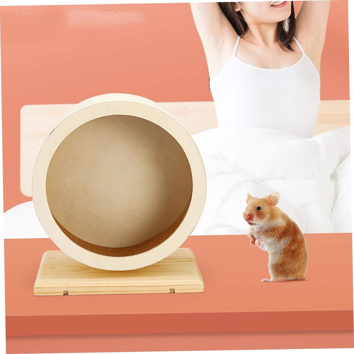 Holz Hamster Laufrad Leise für Kleine Haustiere mit Glatten Kanten